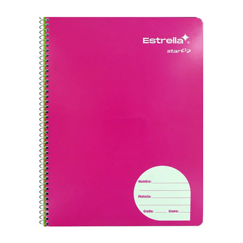 Cuaderno profesional estrella starkid con espiral metálico y 100 hojas papel bond en cuadrícula grande 7mm, variedad de colores / 006713