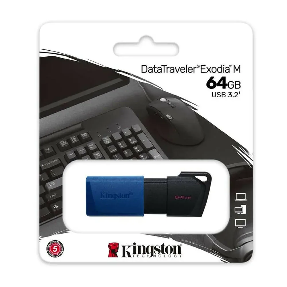 Memoria usb 3.2 data travel exodia kingston color azul negro de plástico con capacidad de 64gb / dtxm64gb