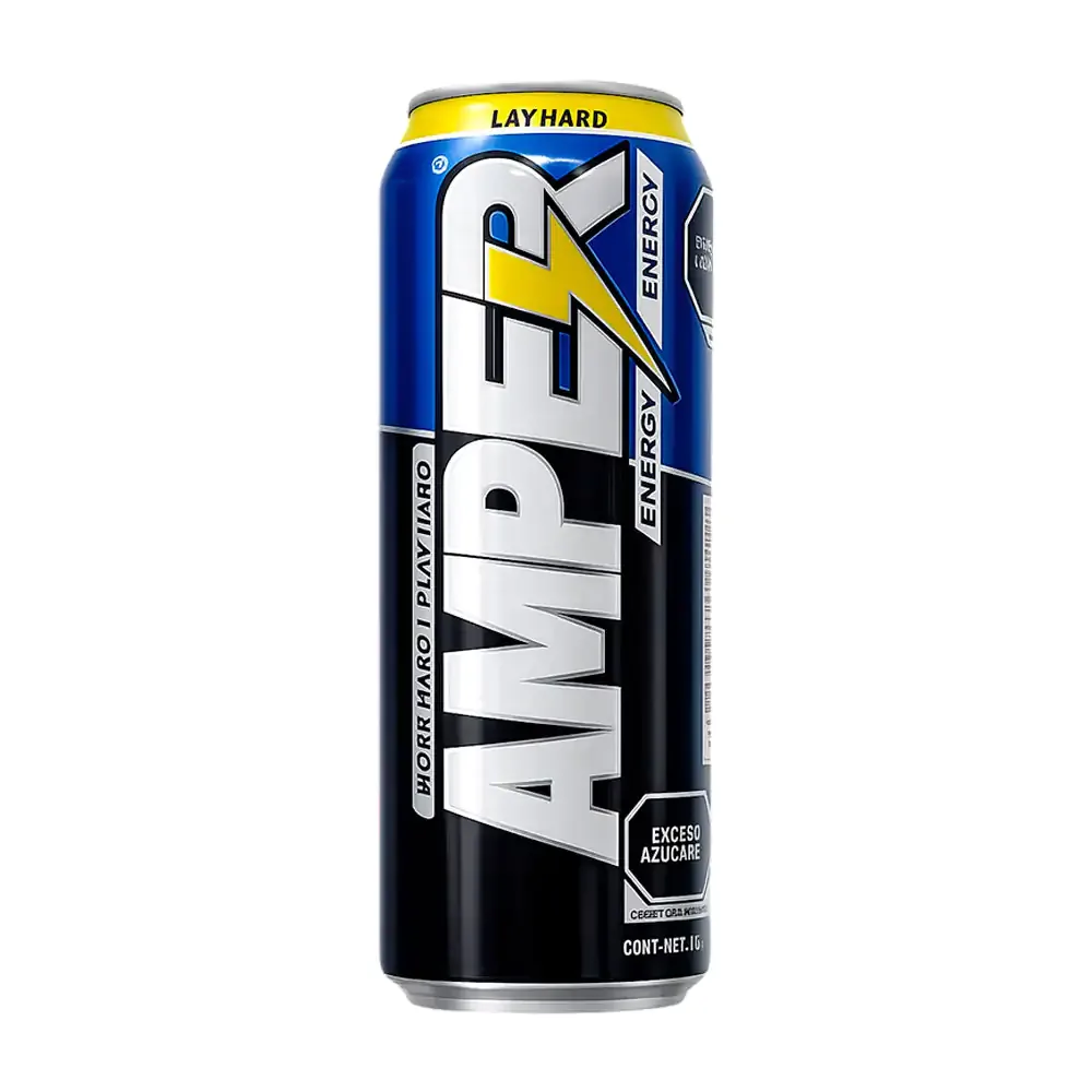 Bebida energética amper play hard carbonatada con cafeína, 473ml / 507349