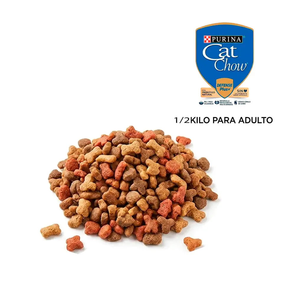 Medio kilo de croquetas cat chow para gatos adultos de todo tipo de razas, sabor pescado