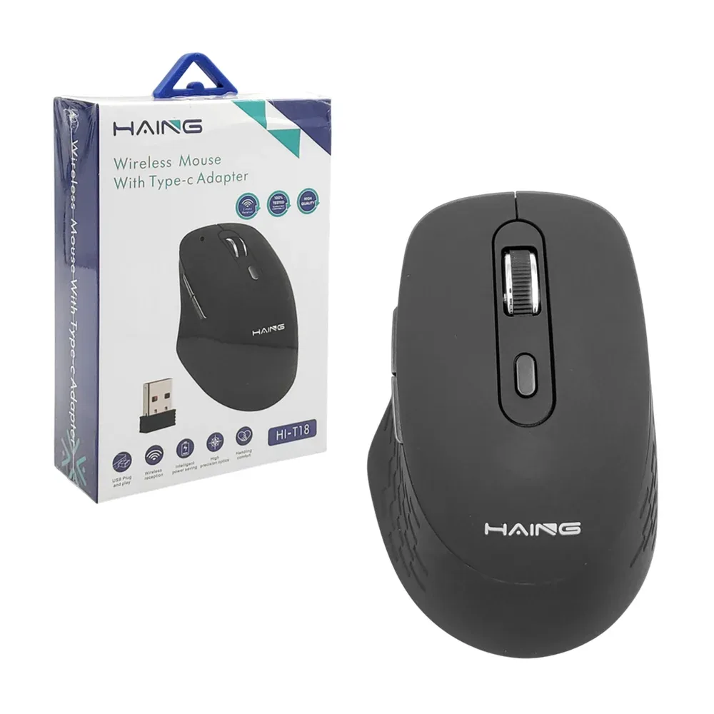 Mouse inalámbrico con receptor bluetooth haing de 2.4ghz y botones programables