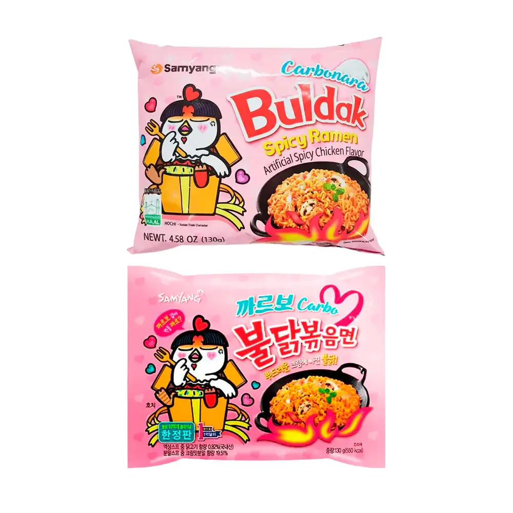 Ramen buldak carbonara original con un nivel de picante medio, 130g