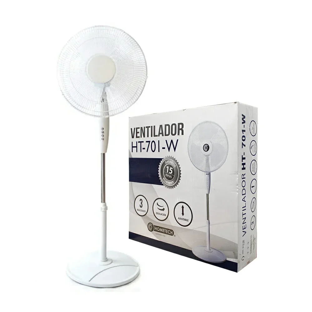 Ventilador de pedestal 16 pulgadas con 3 velocidades, ajustable / hometech ht-701-w