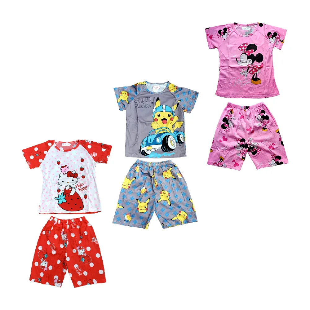Conjunto pijama infantil con short, variedad de personajes y tallas / lu1504 / lu1503