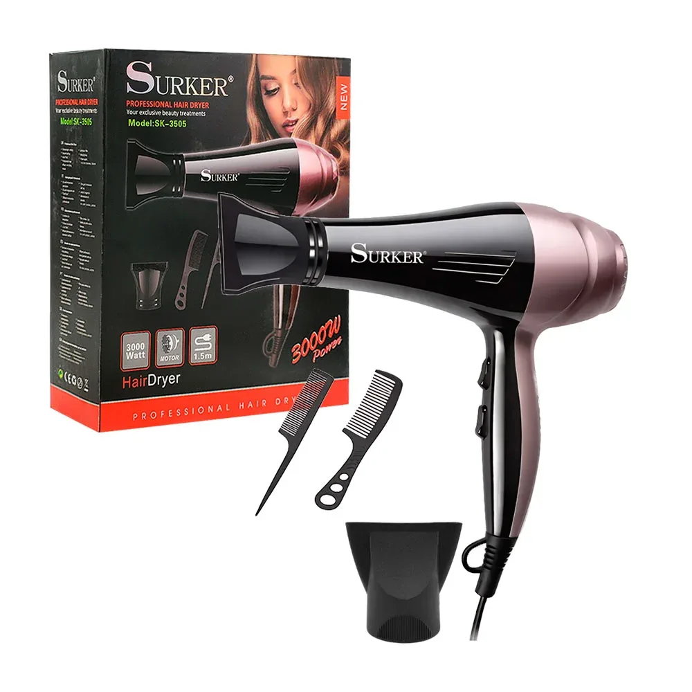 Secadora surker con cabezal intercambiable y 2 peines para el cabello. 3000w