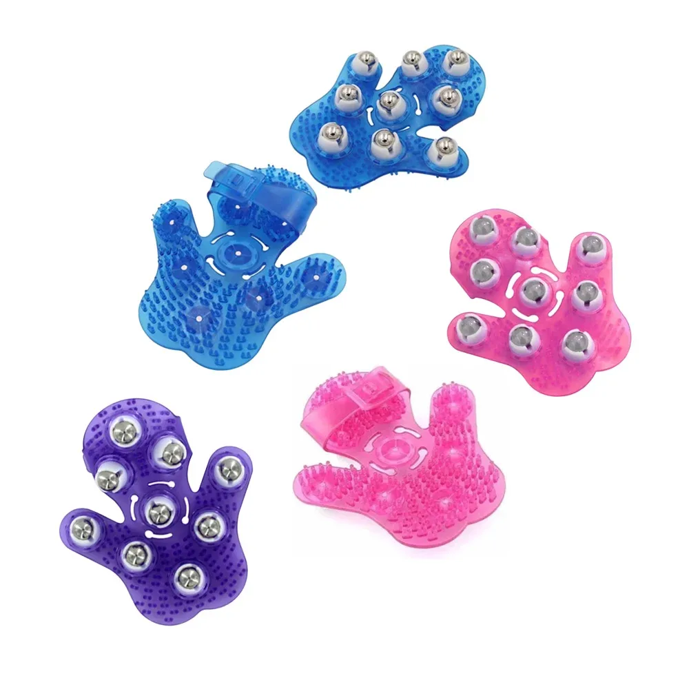 Manopla de silicón para masaje con 9 rodillos de metal en forma de mano, variedad de colores / 23-amq-002 / ks-199