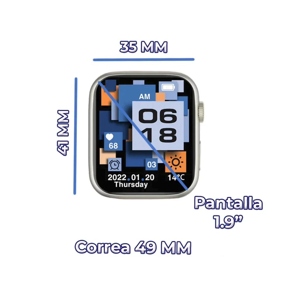 Smart watch 7 en 1 con correas intercambiables y pantalla hd / wch.s9u
