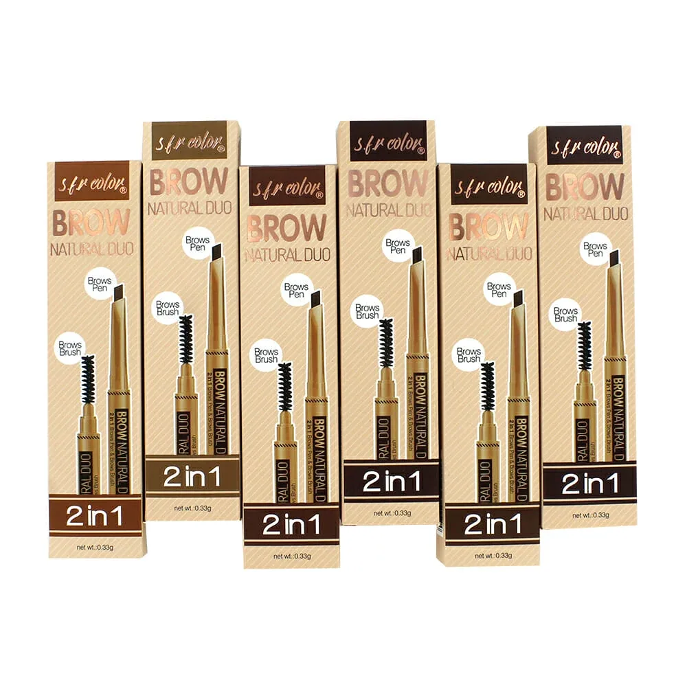 1pza Delineador s.f.r color 2 en 1 con cepillo para cejas, variedad de tonos / 5152