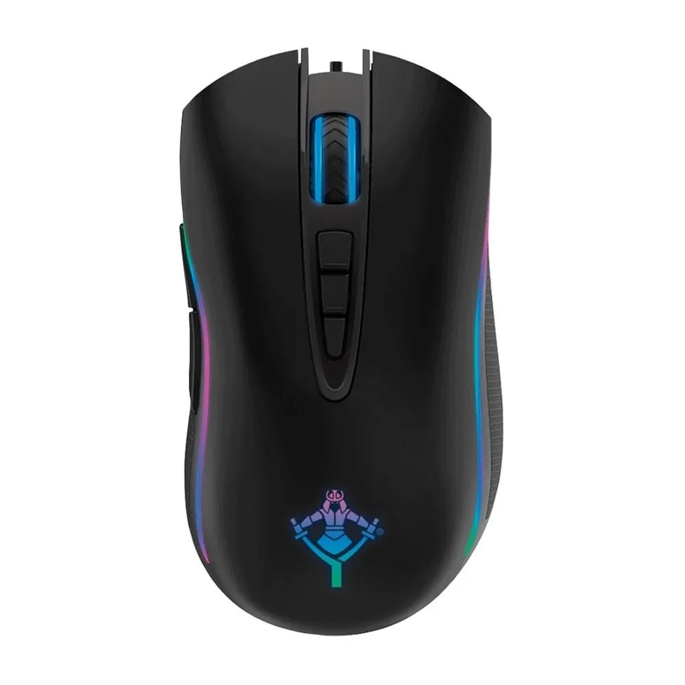 Mouse gamer alámbrico negro serie 2000 con sensor y luz led rgb / ymg-24110n