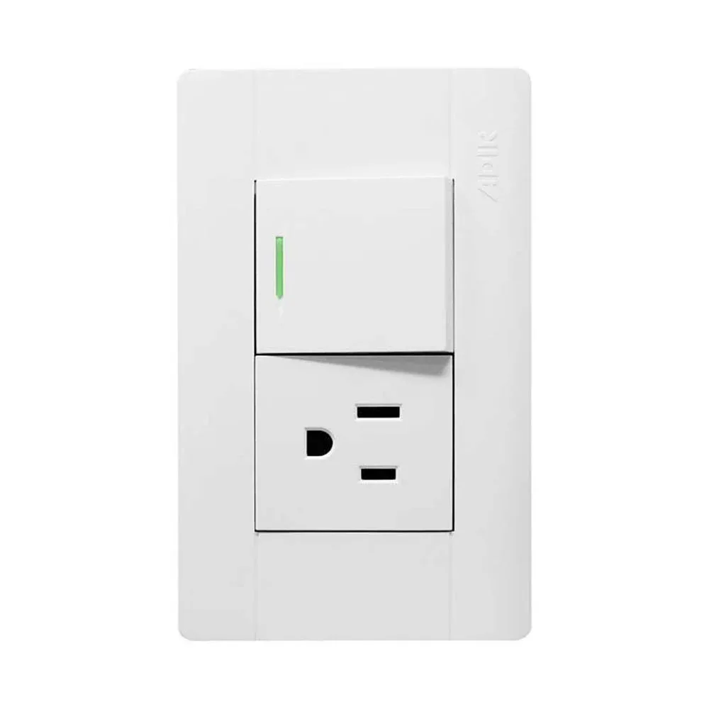 Placa de pared, con interruptor apagador sencillo y contacto / línea toscana / adir premium