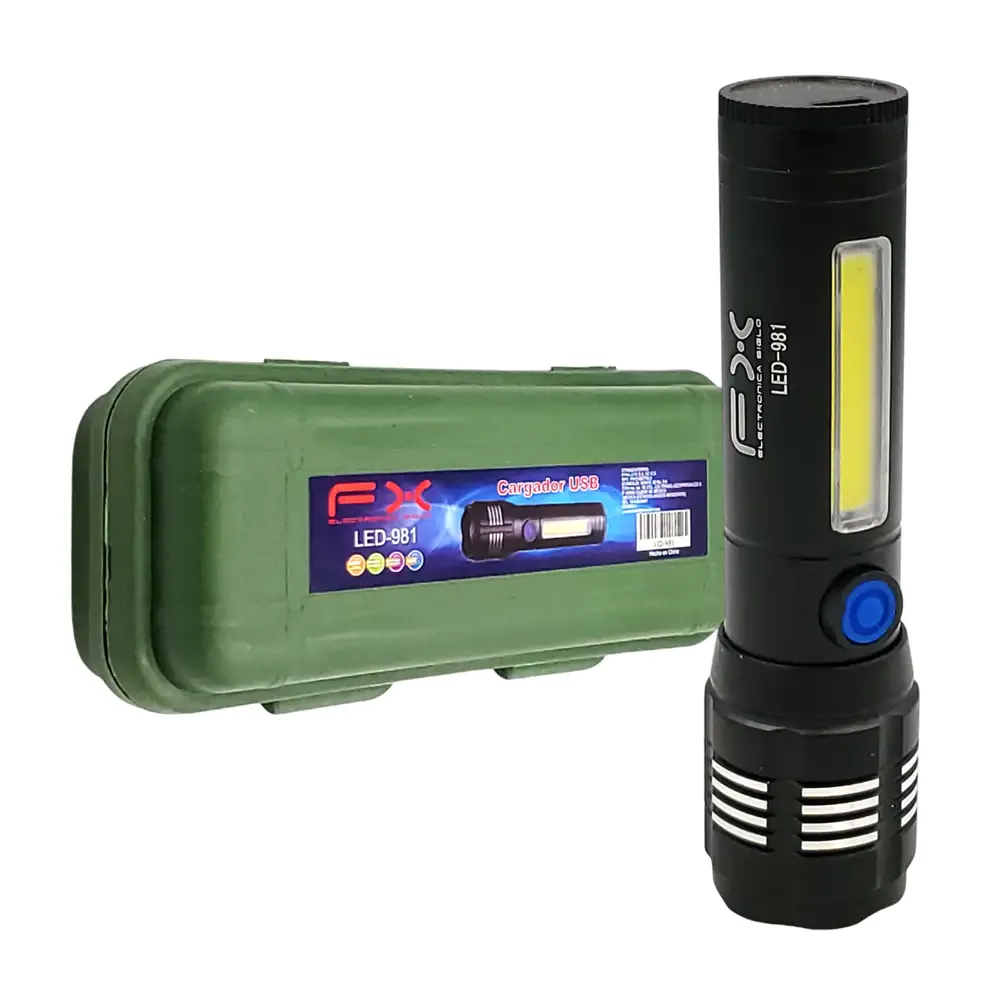 Linterna de mano fx recargable con varios modos de iluminación / led-981