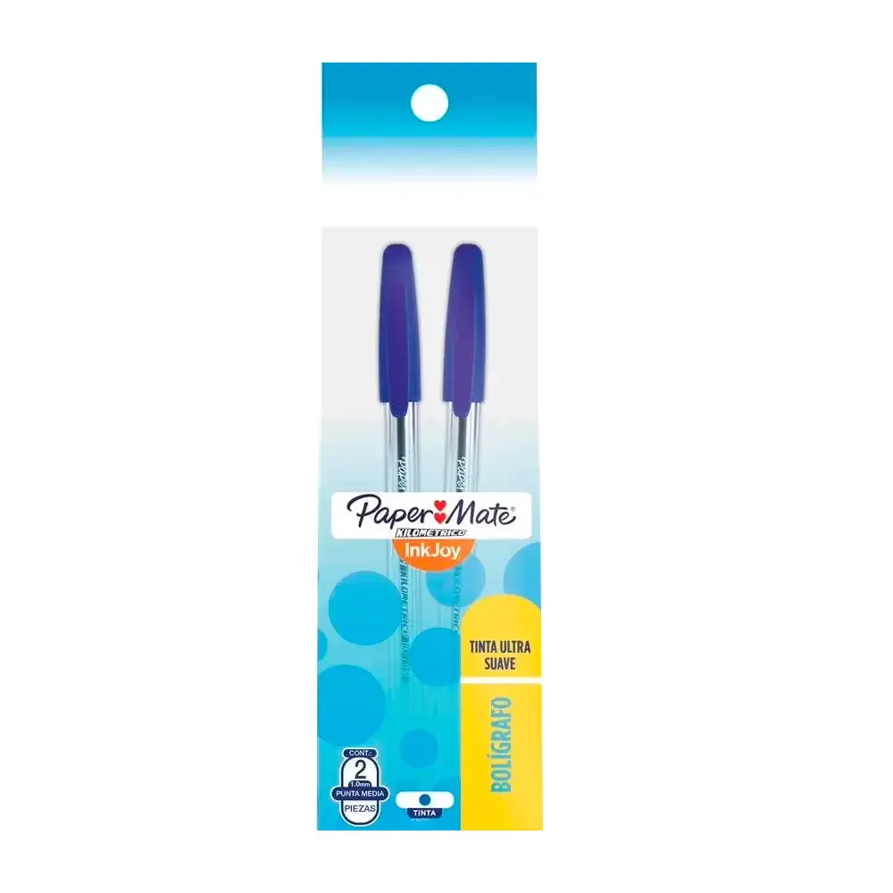 Paquete con 2 plumas paper mate con punta de 1mm, variedad de colores
