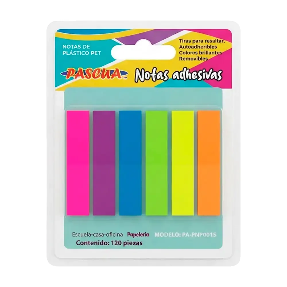 Paquete con 120 post it - notas adhesivas pascua de plástico tipo separador, variedad de colores