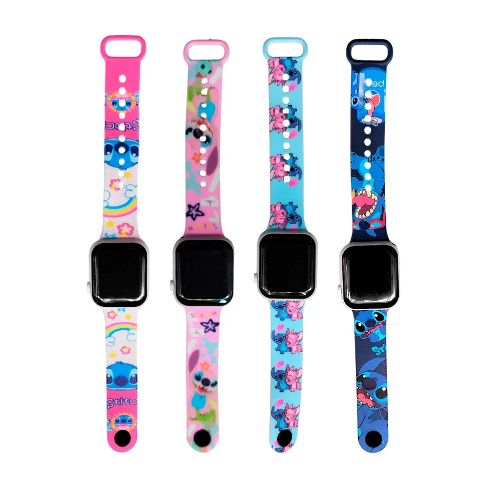 Reloj digital infantil, correa de plástico con estampado de personaje animado