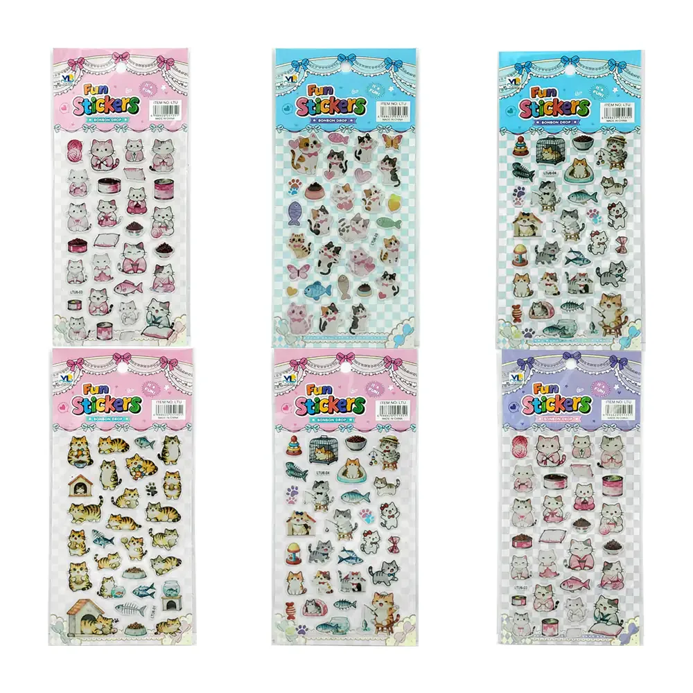 1pza planilla de calcomanías con diseño de gatitos kawaii y accesorios / f2324