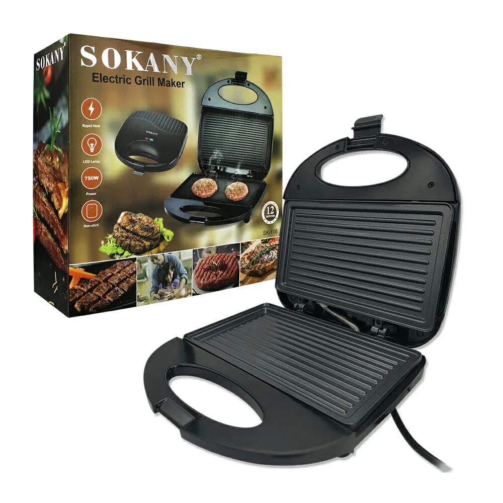 Parrilla tostadora eléctrica sokany 750w / gh7104 / ze-1459 / fx-116