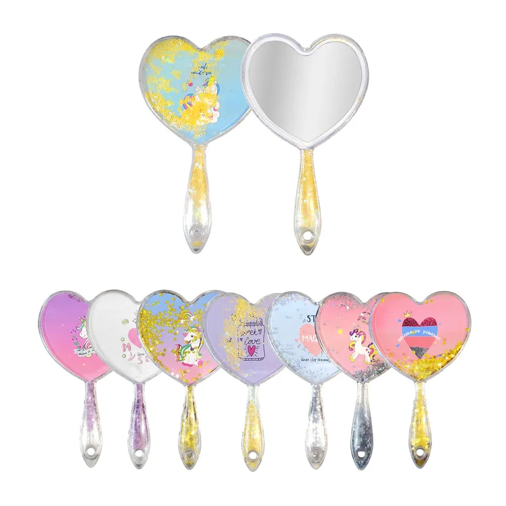 Espejo de mano en forma de corazón con encapsulado de figuras sz-32 / R0X348
