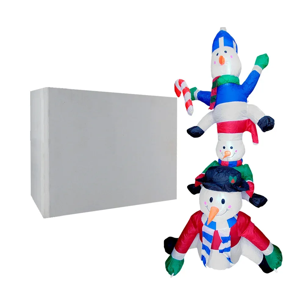 Inflable en forma de tres muñecos de nieve para decoración navideña, 190x50cm / sd-3916