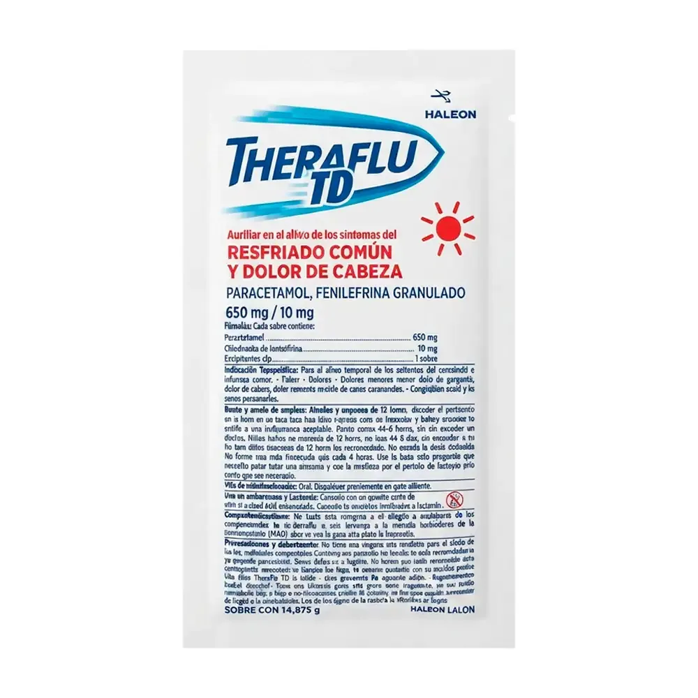1pza sobre de té theraflu de día, sabor limón, 14.87g / 000842