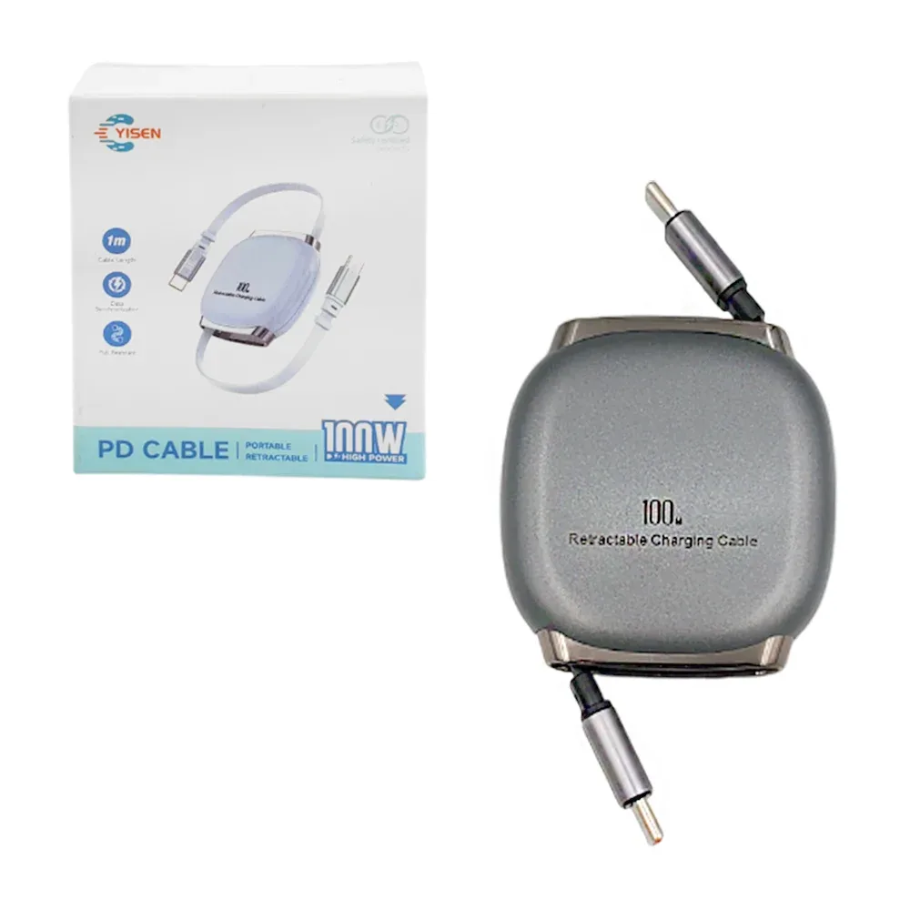 Cable cargador de carga rápida, 100w, extensible de 1mt, diseño compacto / c240w