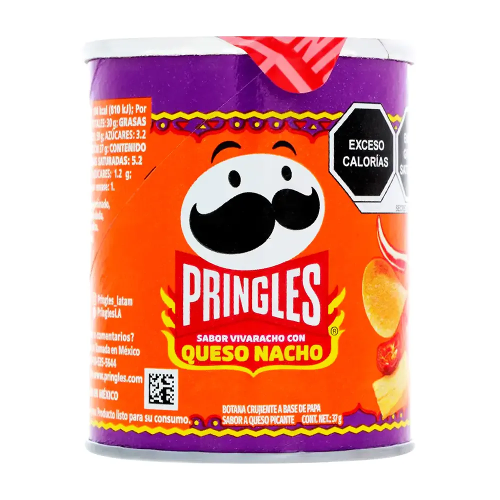 Bote de papas pringles con sabor a queso y nachos de 37g / pringles37-q