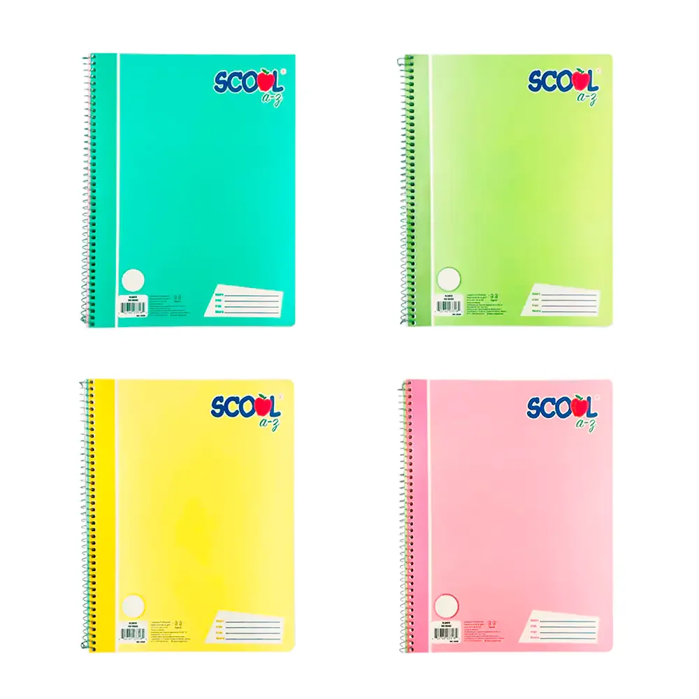 Cuaderno scool profesional con 100 hojas blancas para dibujo en tonos pastel