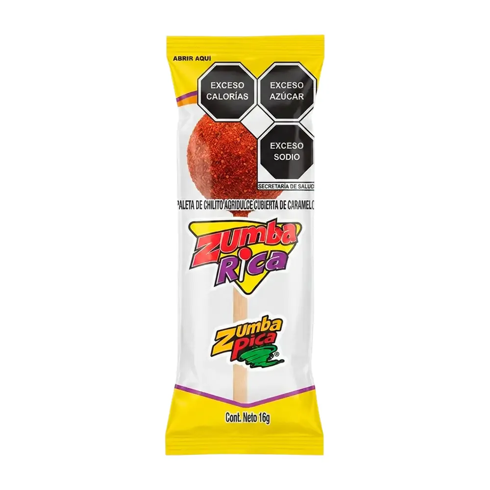1pza paleta zumba rica de chilito agridulce cubierta de caramelo, 16g / 008207