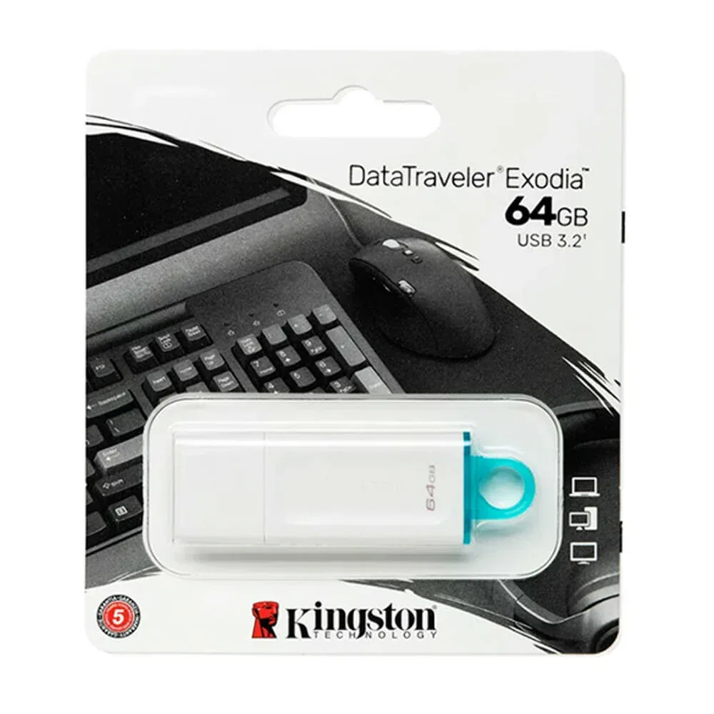 Memoria usb 3.2 data travel exodia kingston color blanco de plástico con capacidad de 64gb / kc-u2g64-5r
