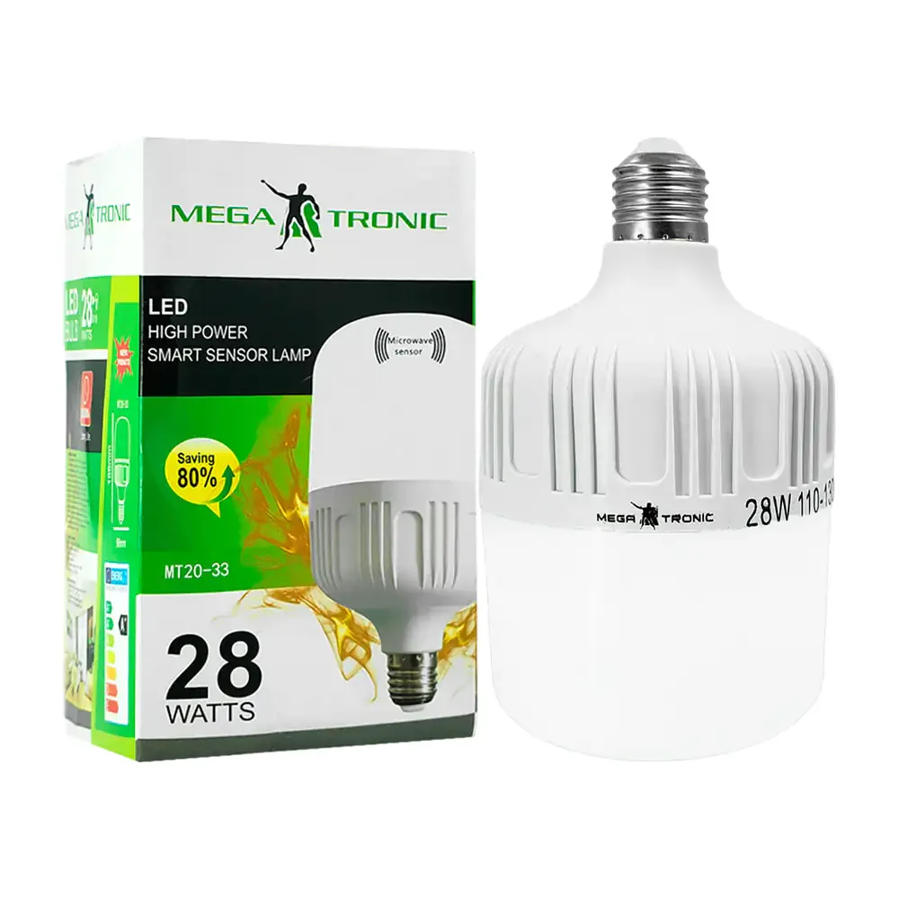 Foco bombilla led megatronic de 28w con sensor de movimiento, luz blanca