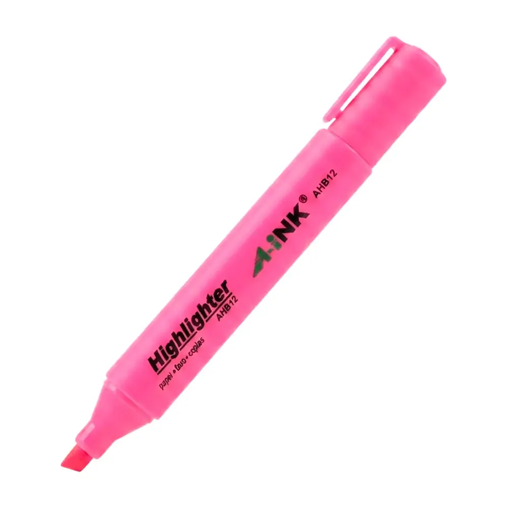 1pza marcatexto resaltador a-ink highlighter punta cincel color rosa / ahb12-rs