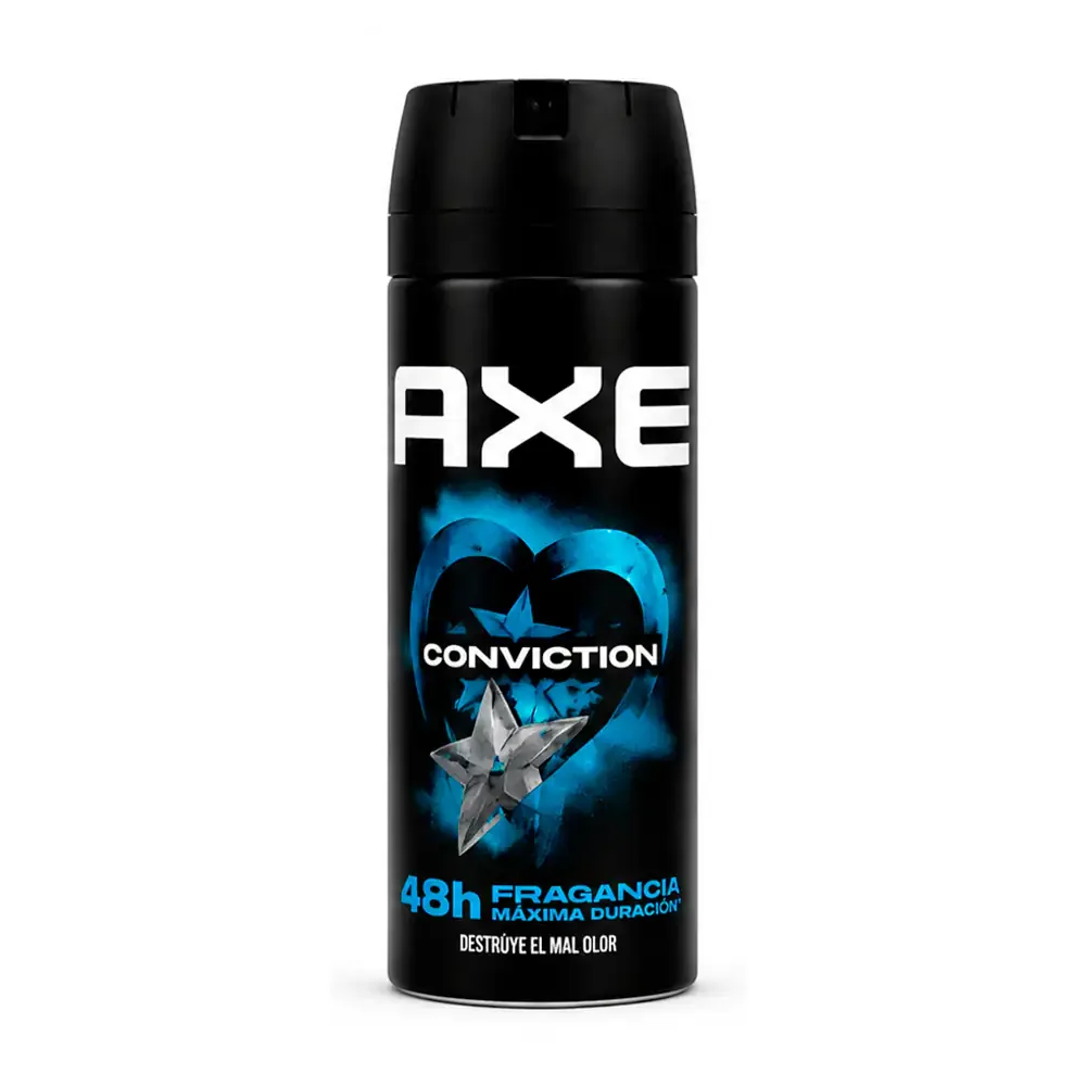 1pza Desodorante axe en aerosol, aroma conviction, 150ml