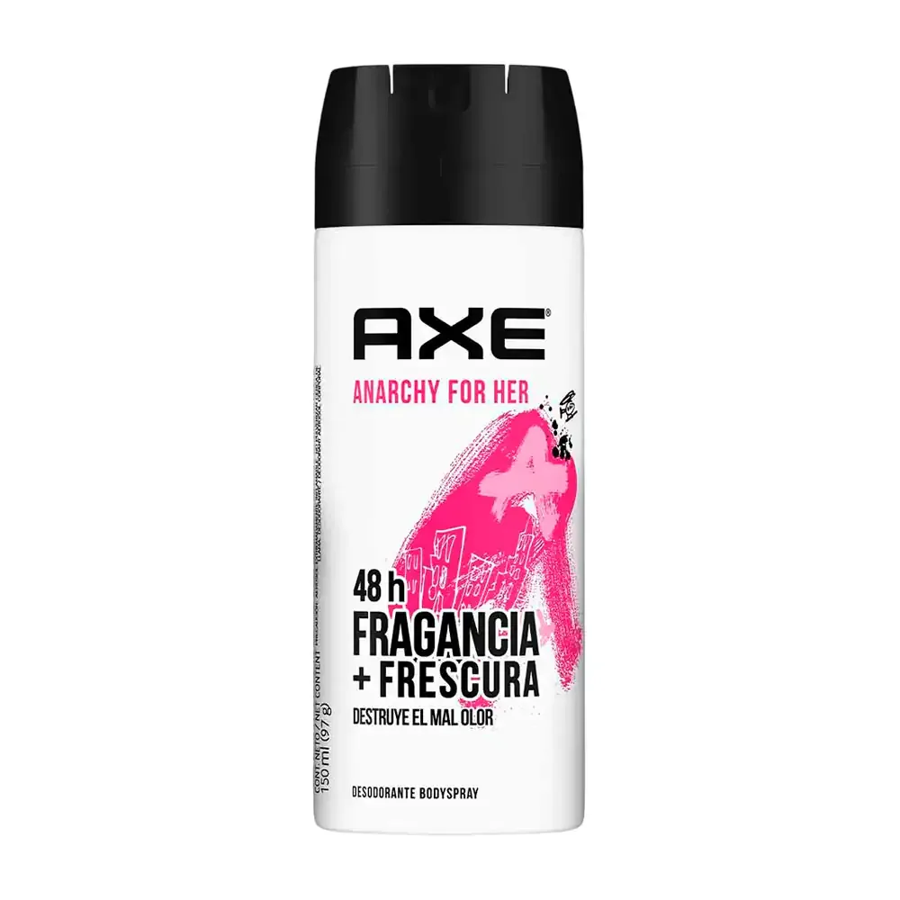 1pza Desodorante axe en aerosol, aroma anarchy for her, 150ml