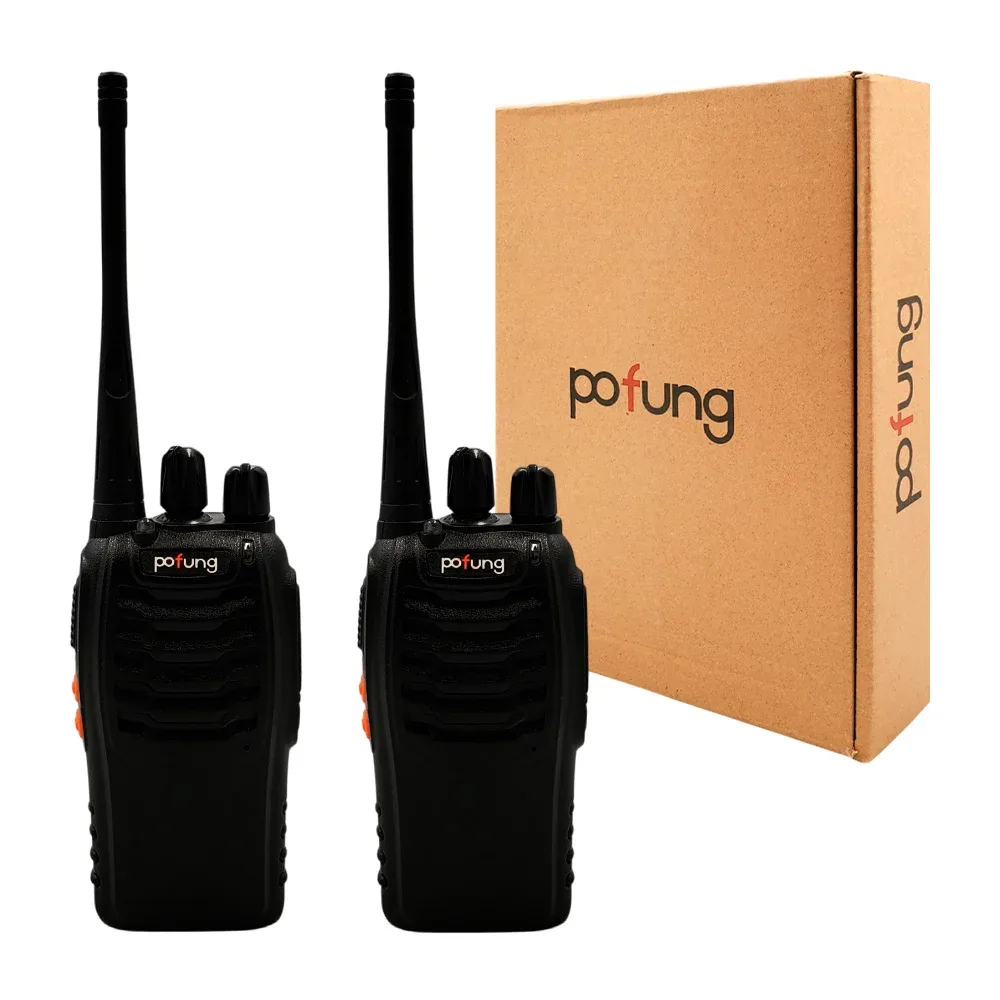 Par de radios walkie talkies pofung recargables con base y clip / djj-0202 / zq-1064