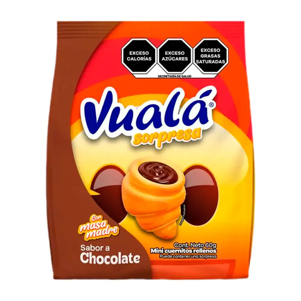 Bolsa vualá sorpresa con masa madre rellenos de chocolate, 60g / vuala.cho