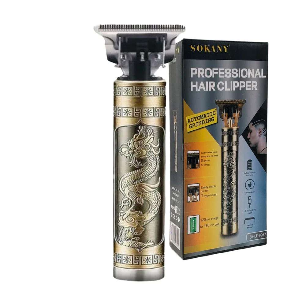 Máquina trimmer inalámbrica con 4 peinetas intercambiables y diseño esculpido de dragón / fx-9967