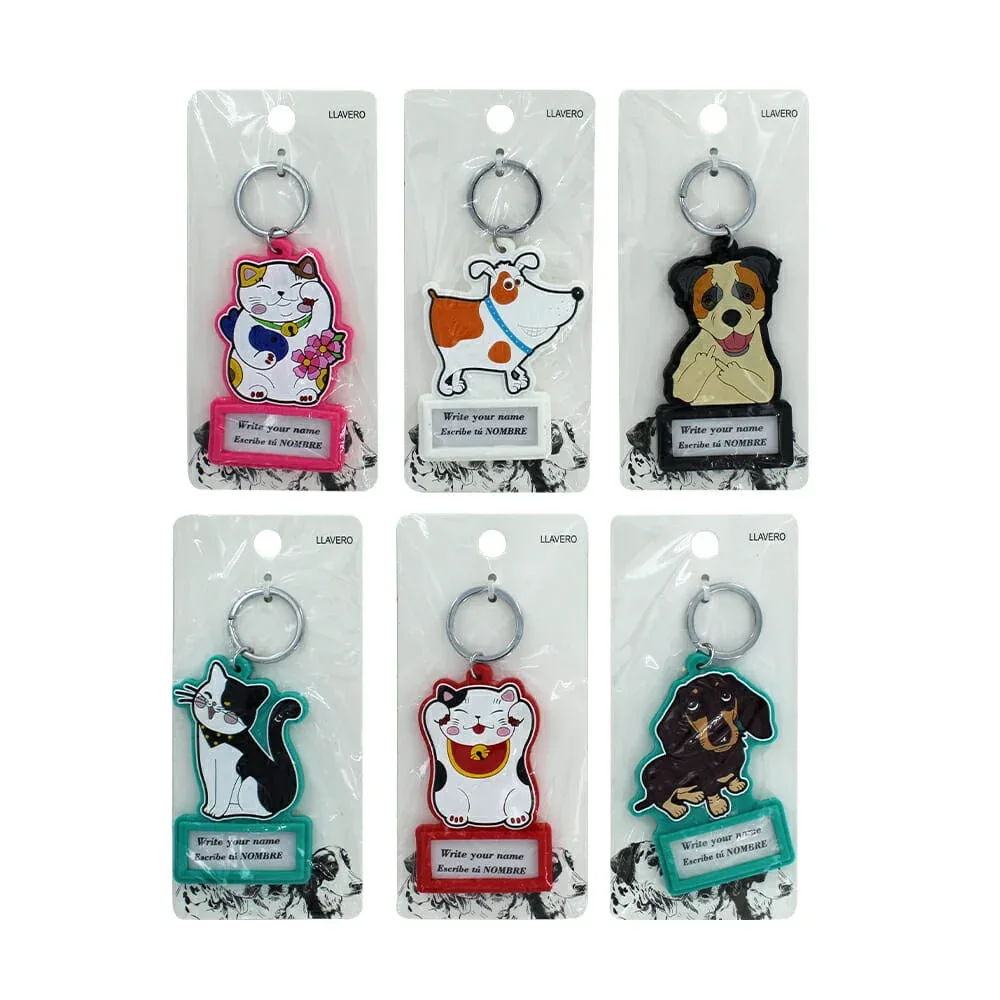 1pza Llavero en forma de perro y gato / write your name / 9063