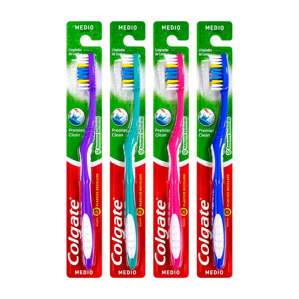 1pza cepillo de dientes colgate para adultos, cerdas medias, variedad de colores