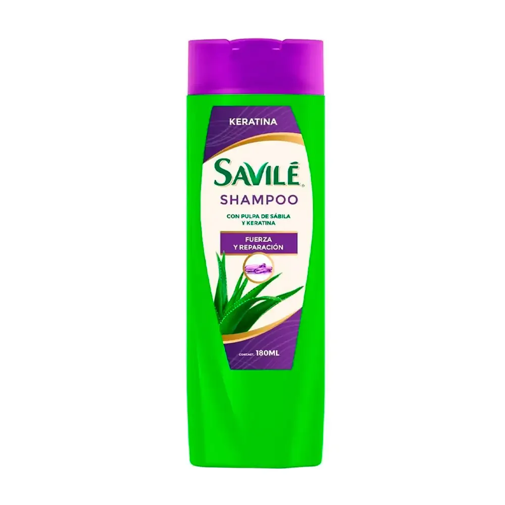 1pza shampoo savile con pulpa de sábila y keratina para fuerza y restauración, 180ml / 503426