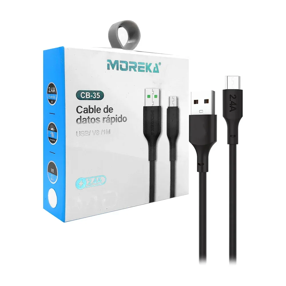 Cable de carga rápida moreka con entrada usb-v8, 1 metro, variedad de colores / cb-35