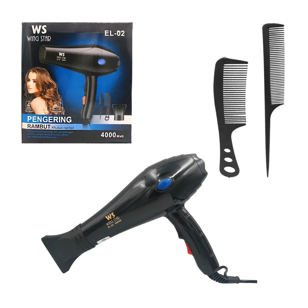 Secadora wing star, 4000w de potencia, con doble flujo de aire + accesorios