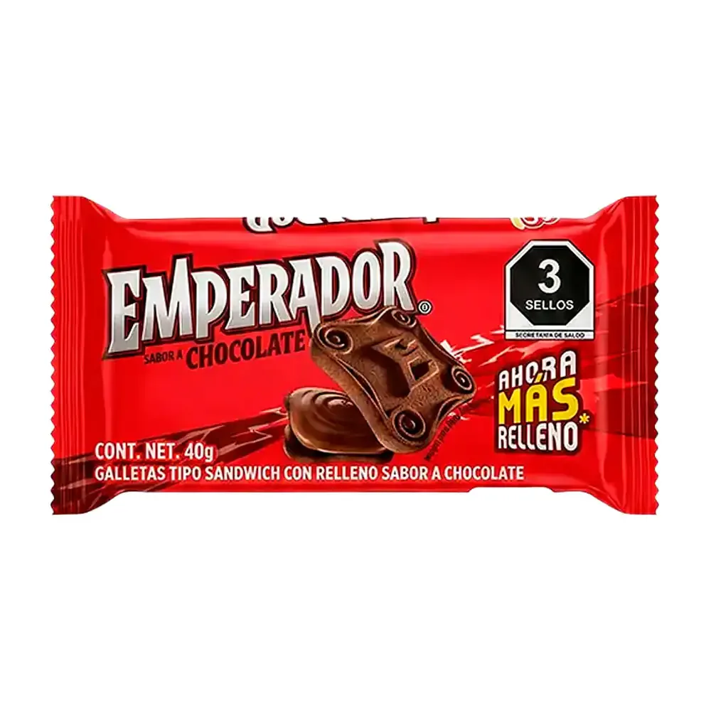 1pza mini paquete de galletas emperador sabor chocolate con relleno, 40g / emperador40
