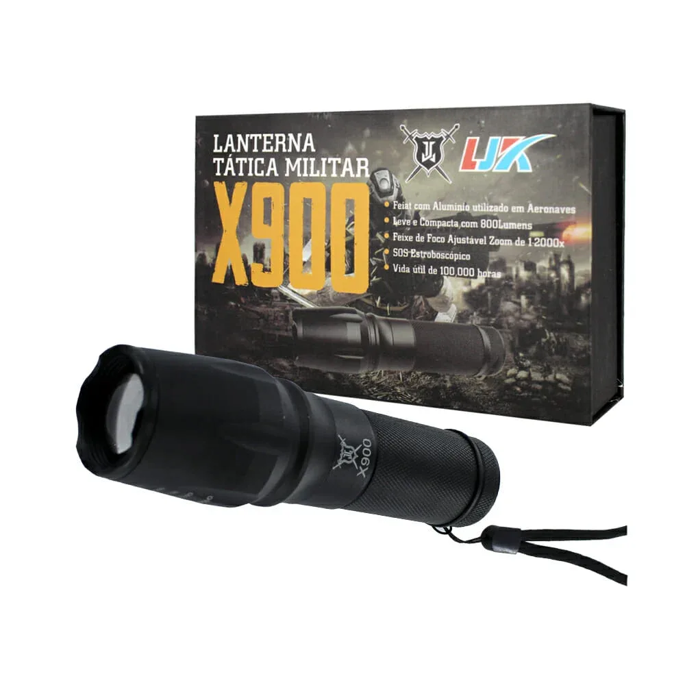 Linterna táctica militar de 800 lúmenes, batería recargable y cargador de batería / x900 / X900A