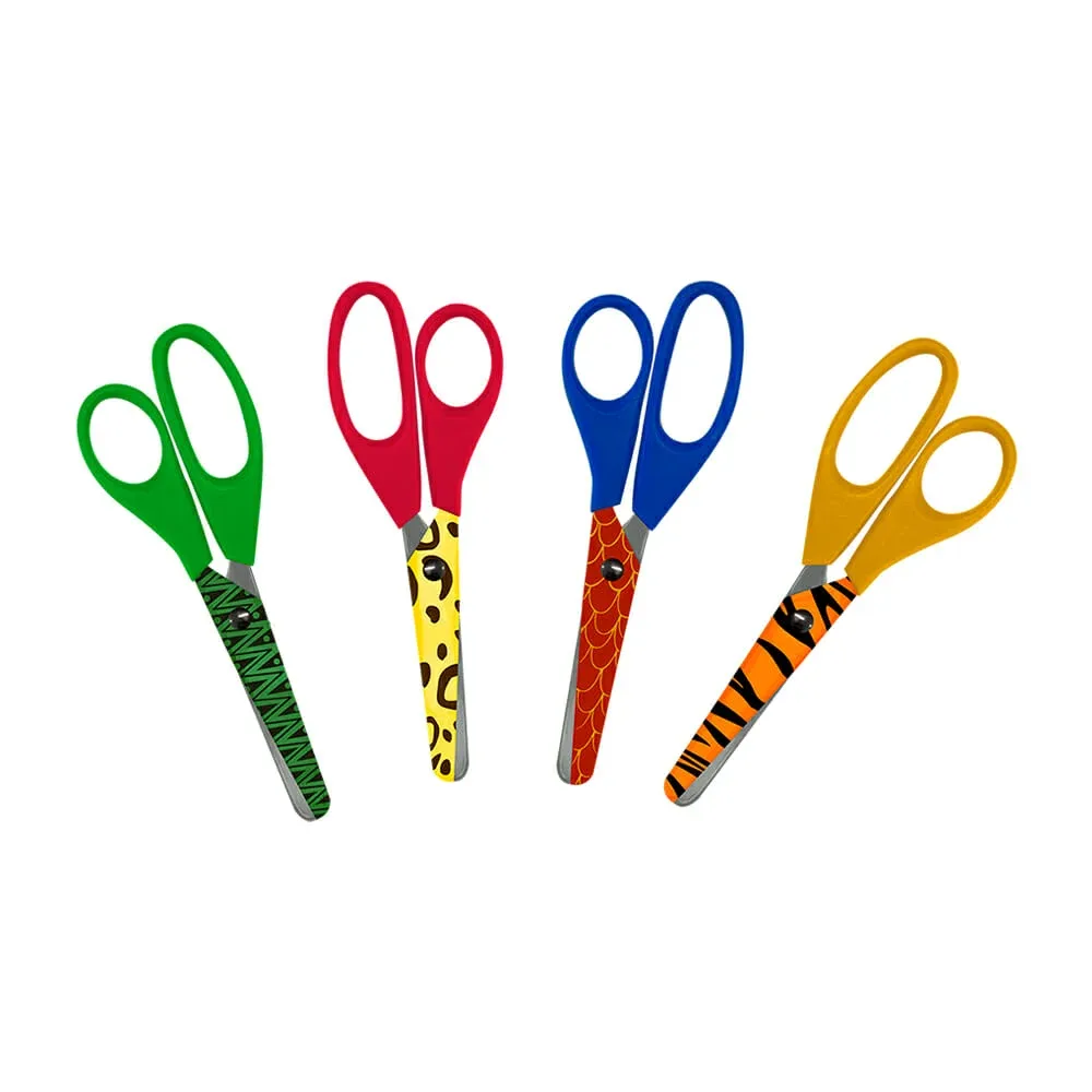 1pza Tijera metálica chica con corte de 2 pulgadas, diseño estampado y punta roma, variedad de diseños y colores / tj-013