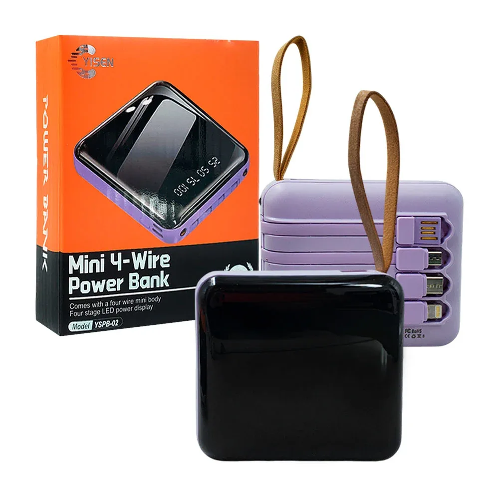 Mini power bank yisen con 4 salidas y lámpara de emergencia + correa