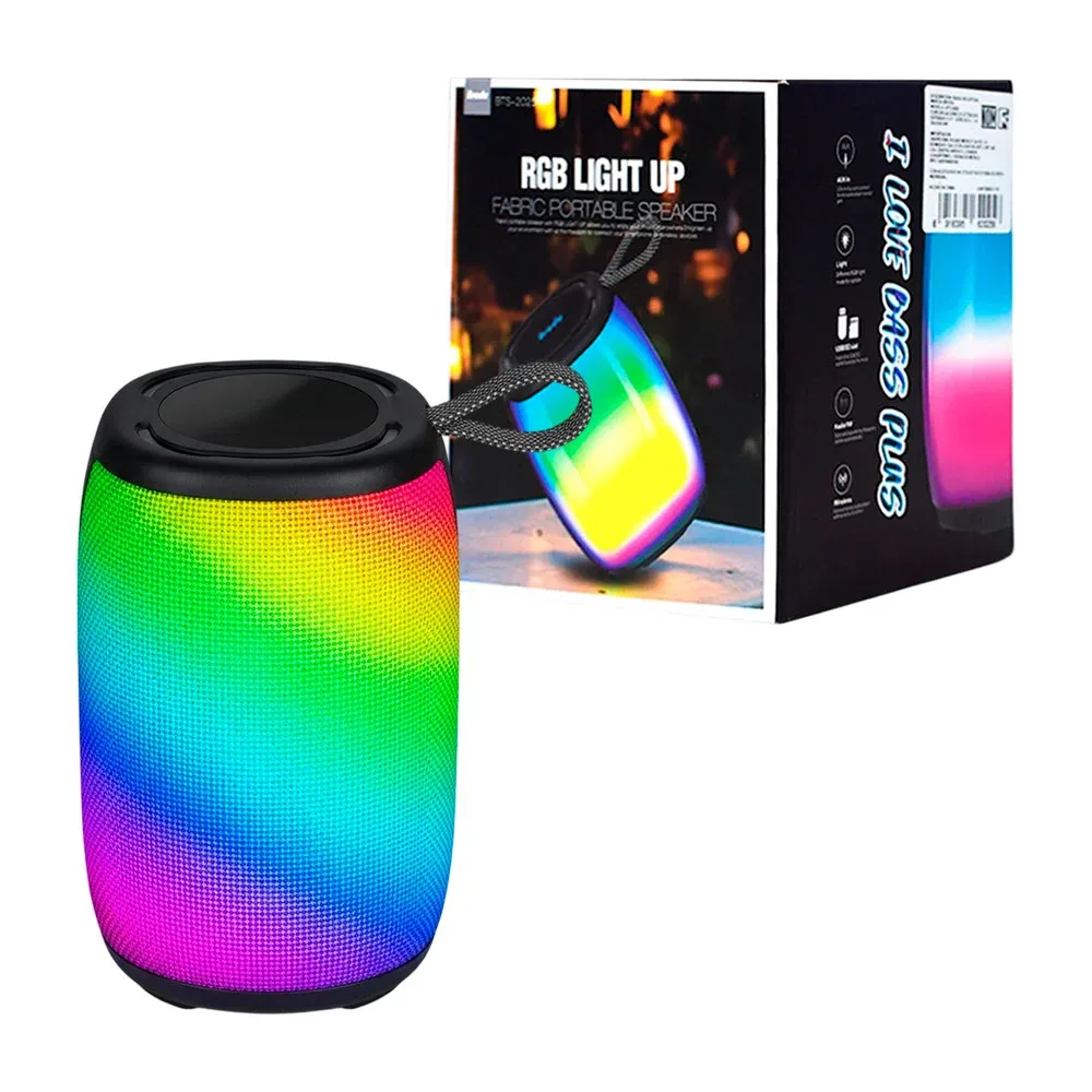 Mini bocina bluetooth con luces RGB y ranura para usb, tf y usb-c / bts-2025