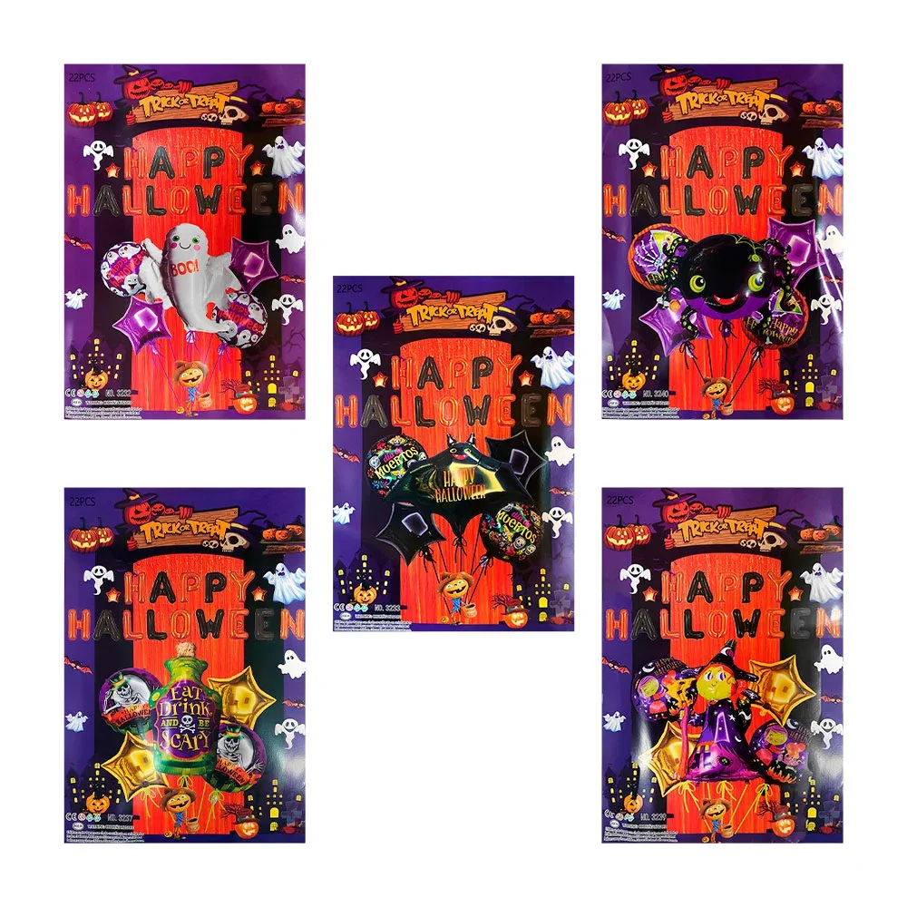 Set decorativo temático de halloween de 22pz con globos estampados y con formas