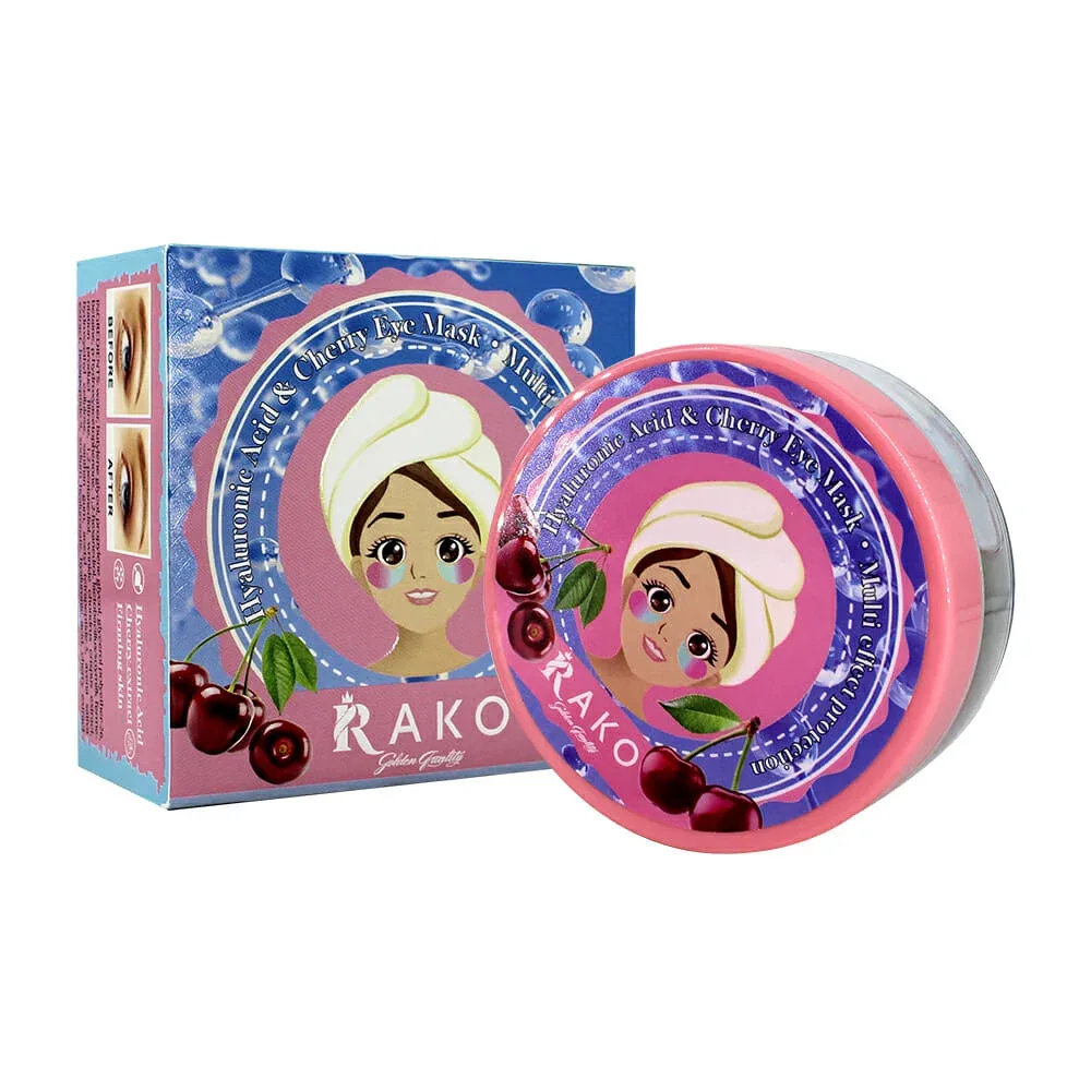 Paquete con 60 mascarillas rako hidratantes con extracto de cereza y ácido hialurónico para ojos / rk966