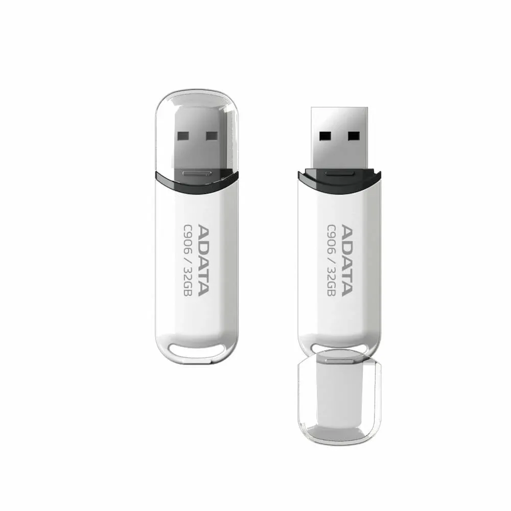 Memoria usb 2.0 flash drive adata c906 color blanco negro con capacidad de 32gb / ac906-32g-rwh