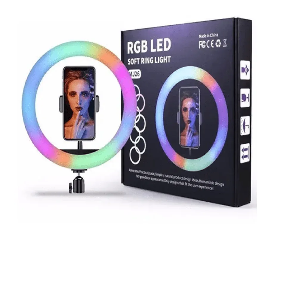 Aro de luz rgb 26cm con soporte para celular / st-10-5v / cmg-10 / bgd-1512 / 90259