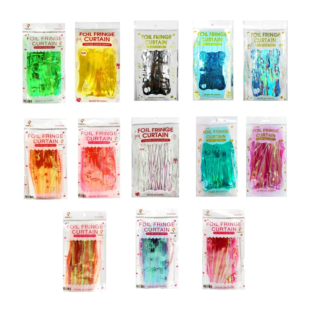 Cortina metálica con efecto tornasol para fiesta, variedad de colores / foil fringe curtain / ml-1140 / o-1 / b-37-3 / LI-08